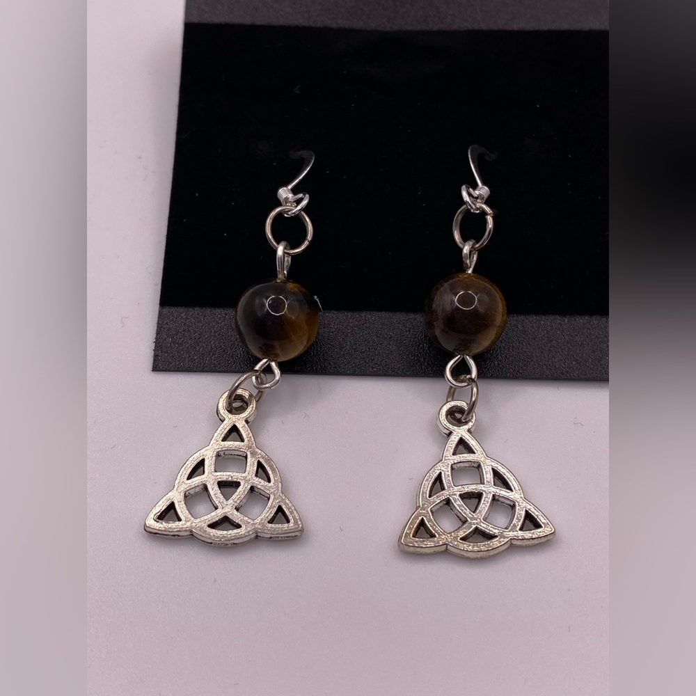 Celtic Knot Earrings with Tigers Eye - NWT